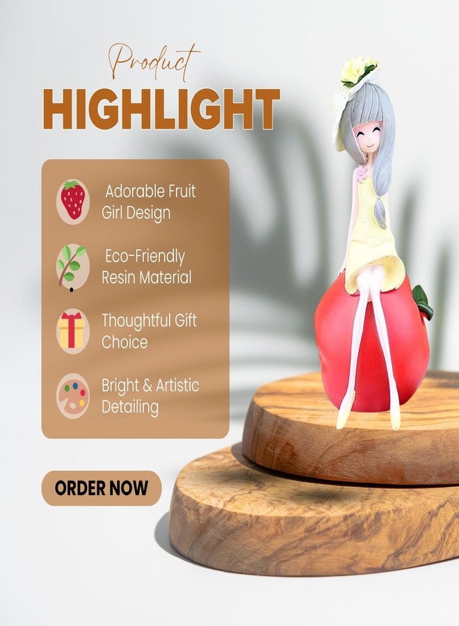 VAYINATO 2Pcs Resin Fruit Girl Figurine - Small Desktop and Aquarium Ornament for Home & Office Decor, Cute Craft Gift for Women & Girls - Random Color, 6.5x12.5cm - Ideal for Gift and Decor - Image 2